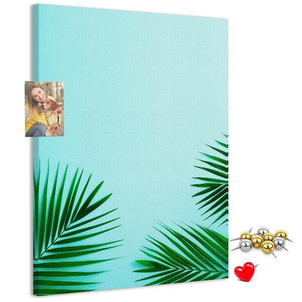 Tabla de pluta Frunze tropicale pe fundal albastru