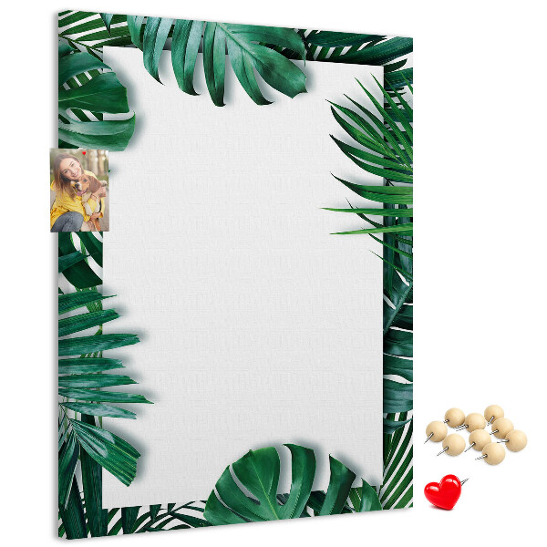 Tabla de pluta Frunze tropicale înconjurate de o ramă albă