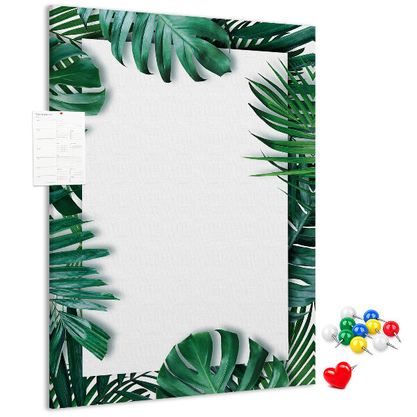 Tabla de pluta Frunze tropicale înconjurate de o ramă albă