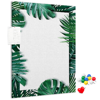 Tabla de pluta Frunze tropicale înconjurate de o ramă albă