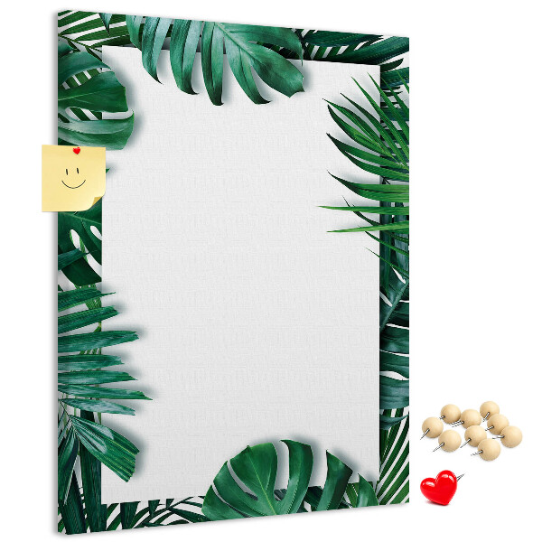 Tabla de pluta Frunze tropicale înconjurate de o ramă albă