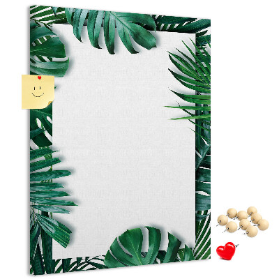 Tabla de pluta Frunze tropicale înconjurate de o ramă albă