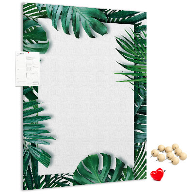Tabla de pluta Frunze tropicale înconjurate de o ramă albă