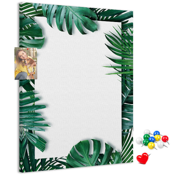 Tabla de pluta Frunze tropicale înconjurate de o ramă albă