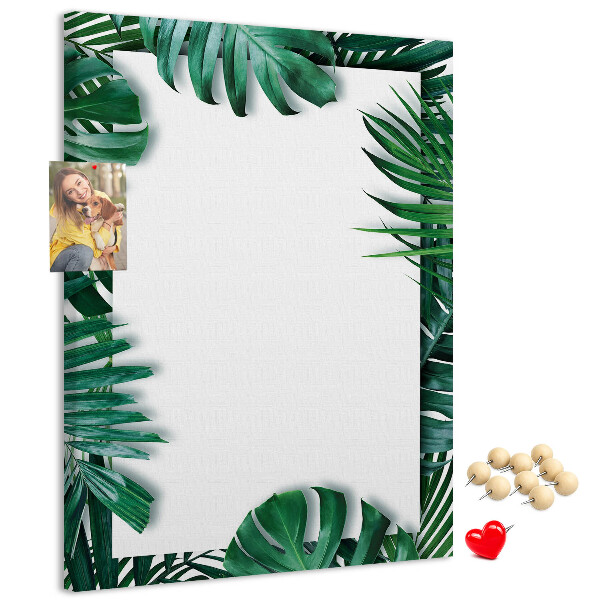 Tabla de pluta Frunze tropicale înconjurate de o ramă albă