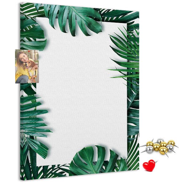Tabla de pluta Frunze tropicale înconjurate de o ramă albă