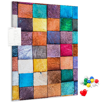 Tabla de pluta Pătrate colorate din lemn într-un mozaic
