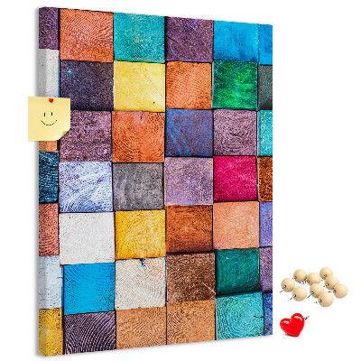 Tabla de pluta Pătrate colorate din lemn într-un mozaic