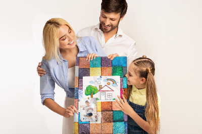Tabla de pluta Pătrate colorate din lemn într-un mozaic