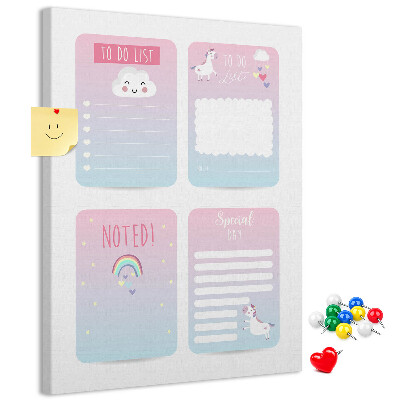 Panou plută Caiete colorate cu motiv de unicorn