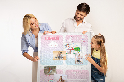 Panou plută Caiete colorate cu motiv de unicorn