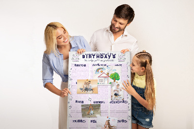 Tabla de pluta Calendar de ziua de naștere cu baloane colorate