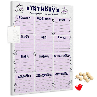 Tabla de pluta Calendar de ziua de naștere cu baloane colorate