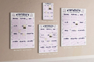 Tabla de pluta Calendar de ziua de naștere cu baloane colorate