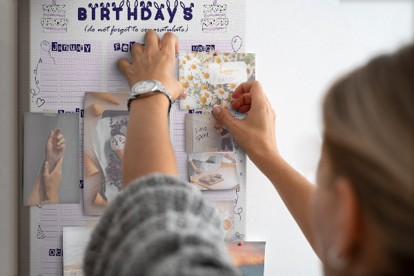 Tabla de pluta Calendar de ziua de naștere cu baloane colorate
