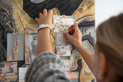 Tabla de pluta Valuri abstracte de marmură aurie și neagră
