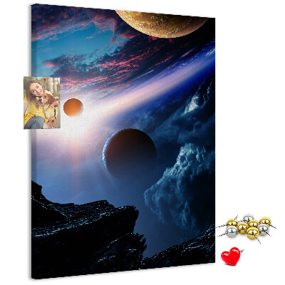 Panou plută Peisaj spațial cu planete și nori