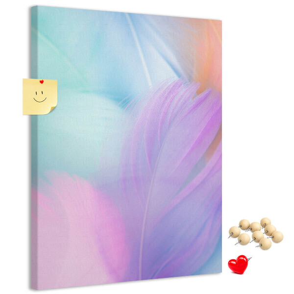 Panou plută Pene delicate în culori pastelate