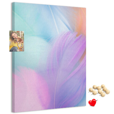 Panou plută Pene delicate în culori pastelate