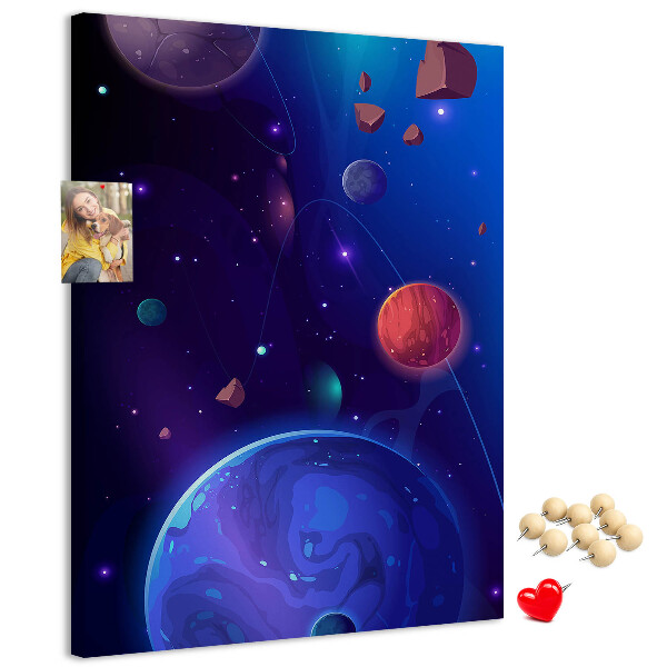 Tabla de pluta Peisaj spațial cu planete și asteroizi