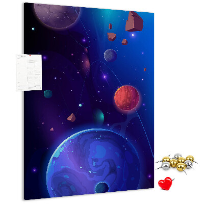 Tabla de pluta Peisaj spațial cu planete și asteroizi