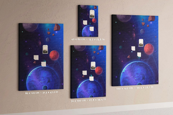 Tabla de pluta Peisaj spațial cu planete și asteroizi