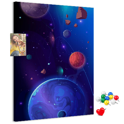 Tabla de pluta Peisaj spațial cu planete și asteroizi