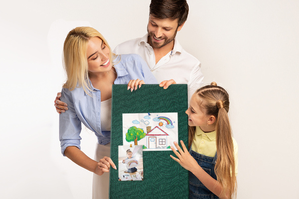 Panou plută Fundal cu frunze pe un fundal verde închis