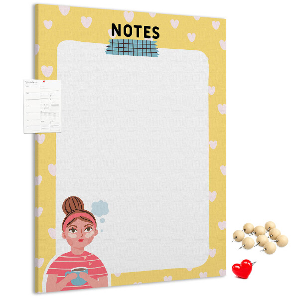 Tabla de pluta Caiet cu inimioare și o ceașcă