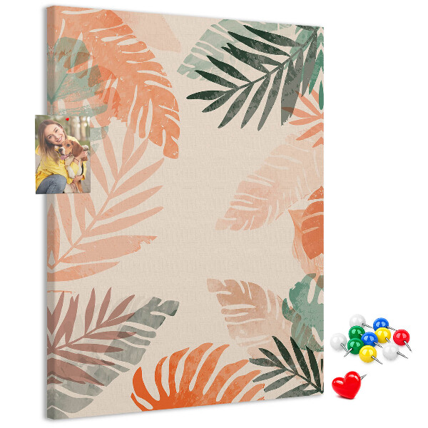 Panou plută Frunze tropicale în culori delicate