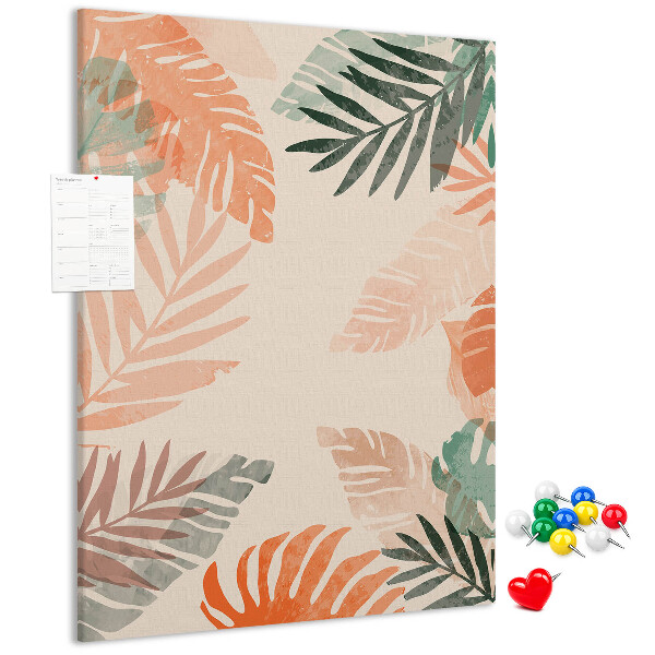 Panou plută Frunze tropicale în culori delicate