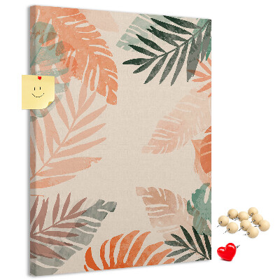 Panou plută Frunze tropicale în culori delicate