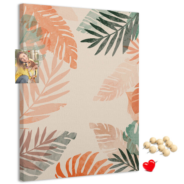 Panou plută Frunze tropicale în culori delicate
