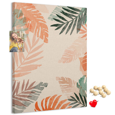 Panou plută Frunze tropicale în culori delicate
