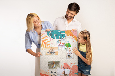 Panou plută Frunze și flori tropicale în pasteluri