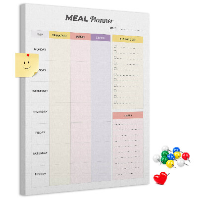 Tabla de pluta Planificator de mese cu secțiuni colorate