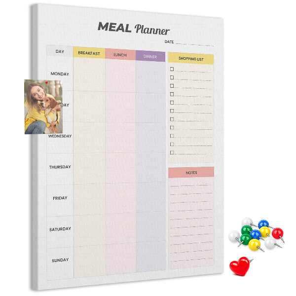 Tabla de pluta Planificator de mese cu secțiuni colorate