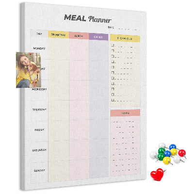 Tabla de pluta Planificator de mese cu secțiuni colorate