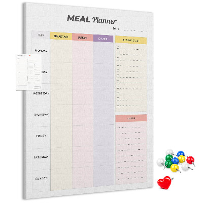 Tabla de pluta Planificator de mese cu secțiuni colorate