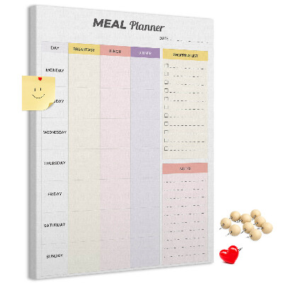 Tabla de pluta Planificator de mese cu secțiuni colorate