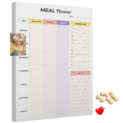 Tabla de pluta Planificator de mese cu secțiuni colorate