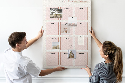 Panou plută Calendar de ziua de naștere cu spațiu pentru notițe