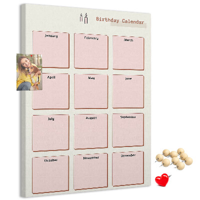 Panou plută Calendar de ziua de naștere cu spațiu pentru notițe