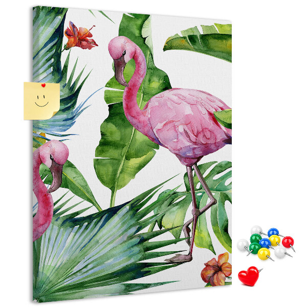 Panou plută Flamingo veseli într-un cadru tropical