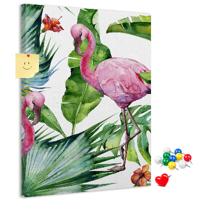 Panou plută Flamingo veseli într-un cadru tropical