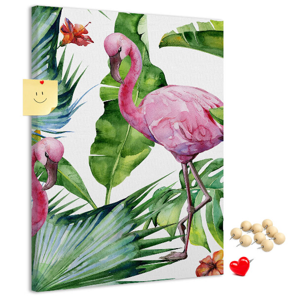 Panou plută Flamingo veseli într-un cadru tropical