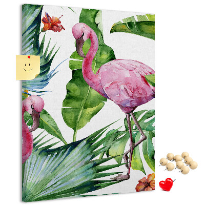 Panou plută Flamingo veseli într-un cadru tropical