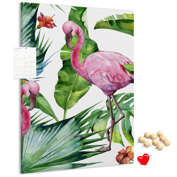Panou plută Flamingo veseli într-un cadru tropical
