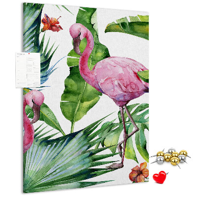 Panou plută Flamingo veseli într-un cadru tropical
