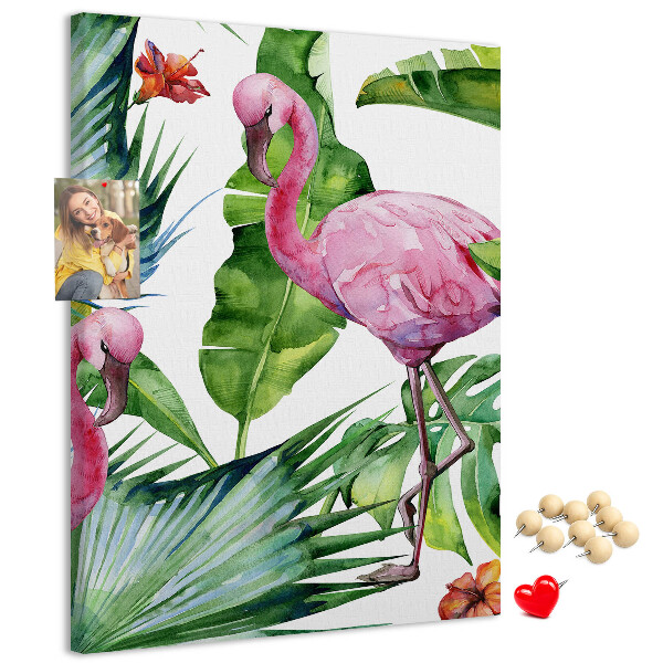 Panou plută Flamingo veseli într-un cadru tropical